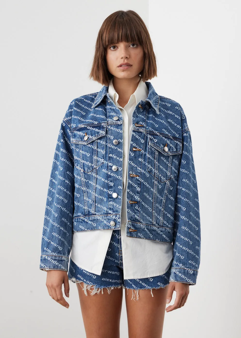 Alexander Wang -  Logo Print Denim Jacket - Jacket