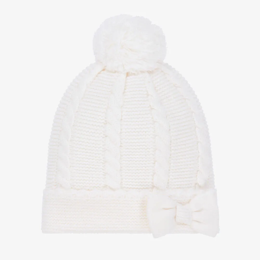 Baby Girls Ivory Knitted Hat