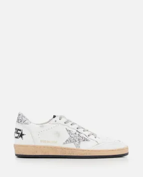BALLSTAR LEATHER AND GLITTER SNEAKERS