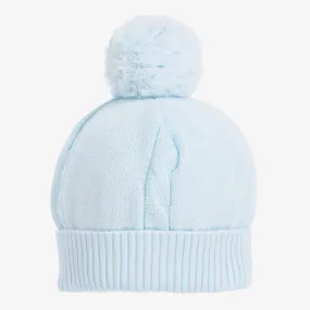 Blue Knitted Pom-Pom Hat