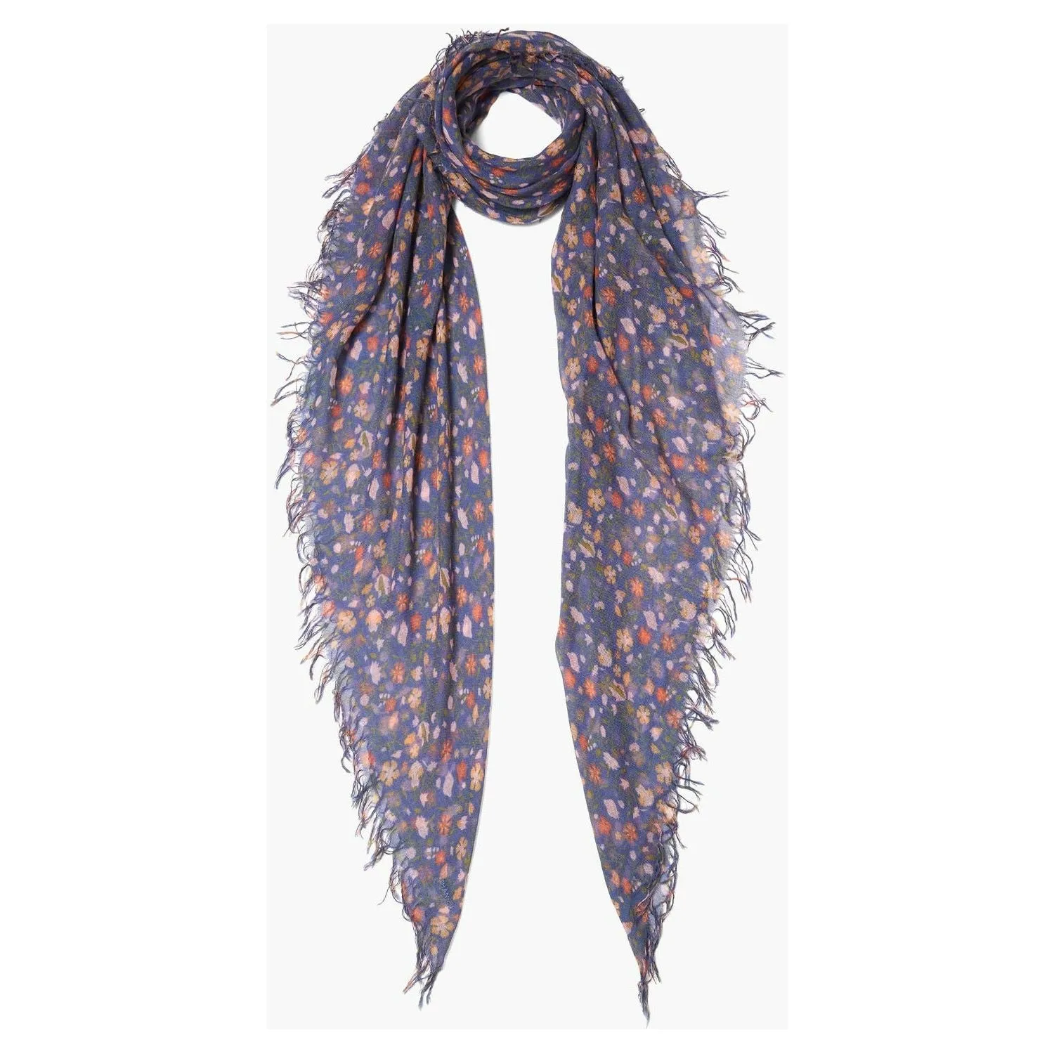   Chan Luu Sodalite Blue Floral Print Cashmere and Silk Scarf   