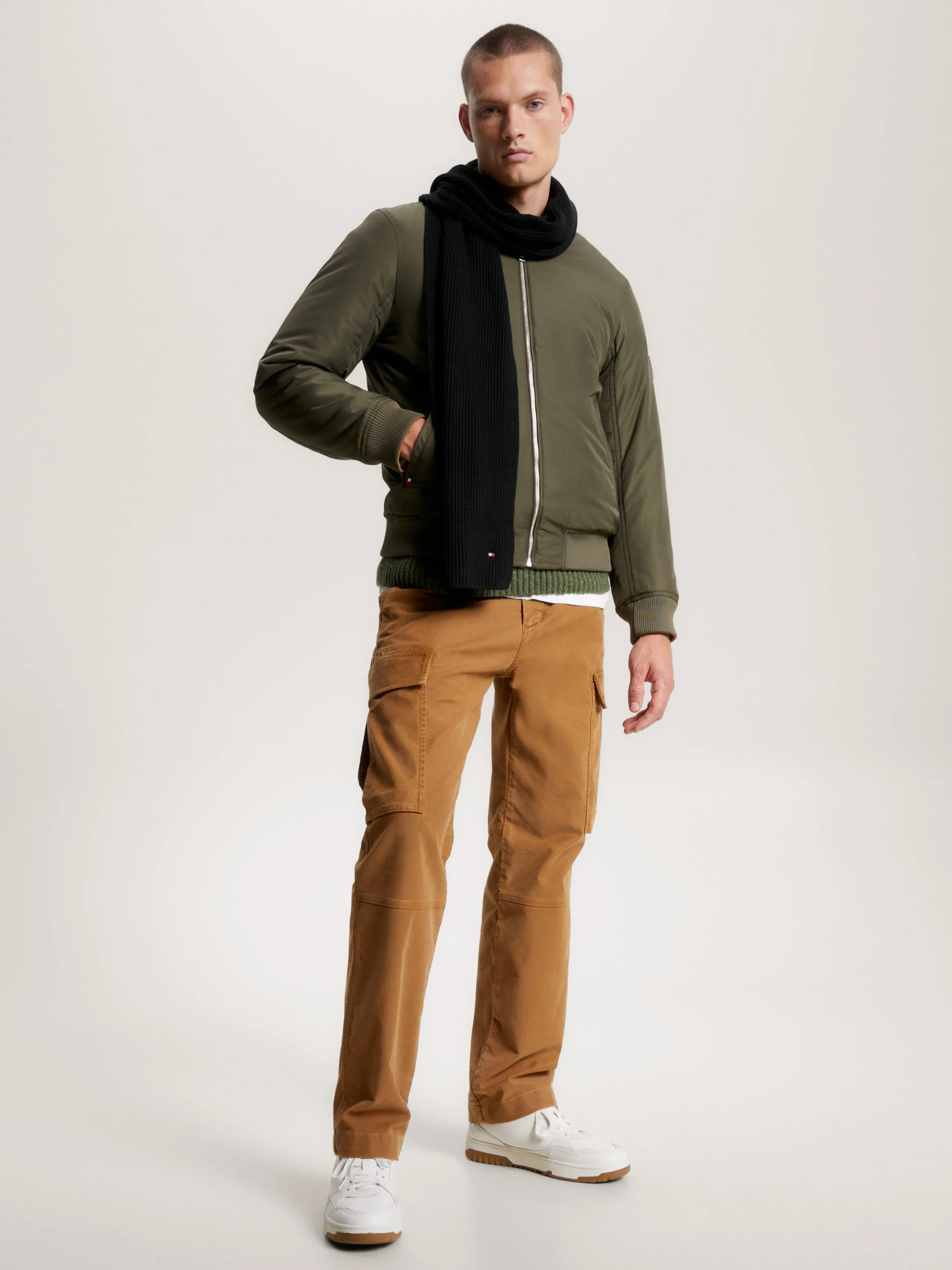 Essential Rib-Knit Flag Embroidery Scarf | Scarves | Tommy Hilfiger