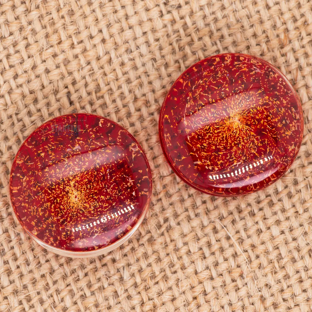 Galaxy Glass Plugs - Copper on Ruby