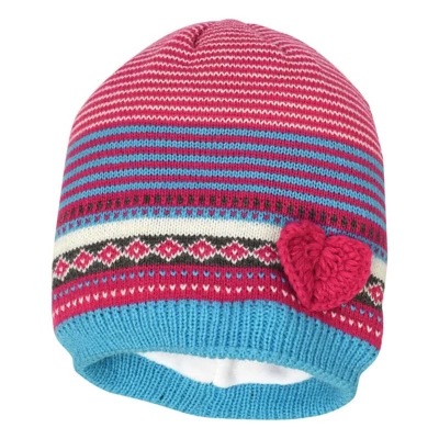 Girls' Grand Sierra Knit Stripe Heart Beanie