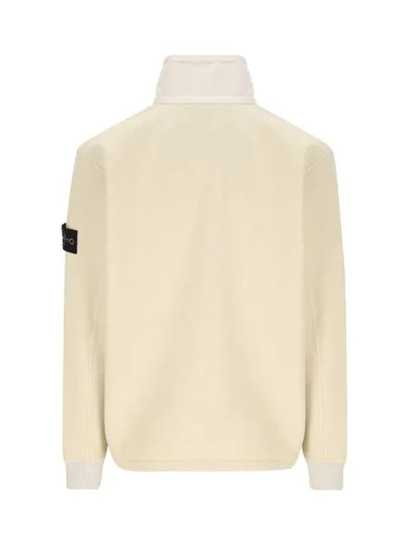 HIGH NECK ZIPPED RAFFIA SWEATSHIRT