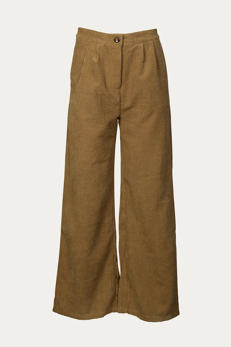 HIGH-WAIST PLEATED CORDUROY PANTS