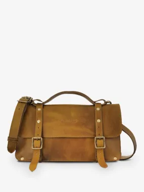 leather shoulder bag for woman Brown - L'Enveloppe Réédition Oiled Honey | PAUL MARIUS