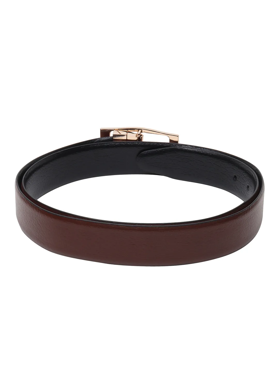 Men Black & Brown Solid Reversible Leather Belt