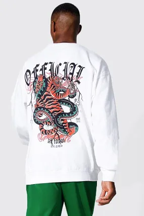 Oversized Tiger Back Graphic Sweatshirt