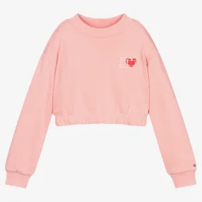 Pink Cotton Cropped Sweatshirt