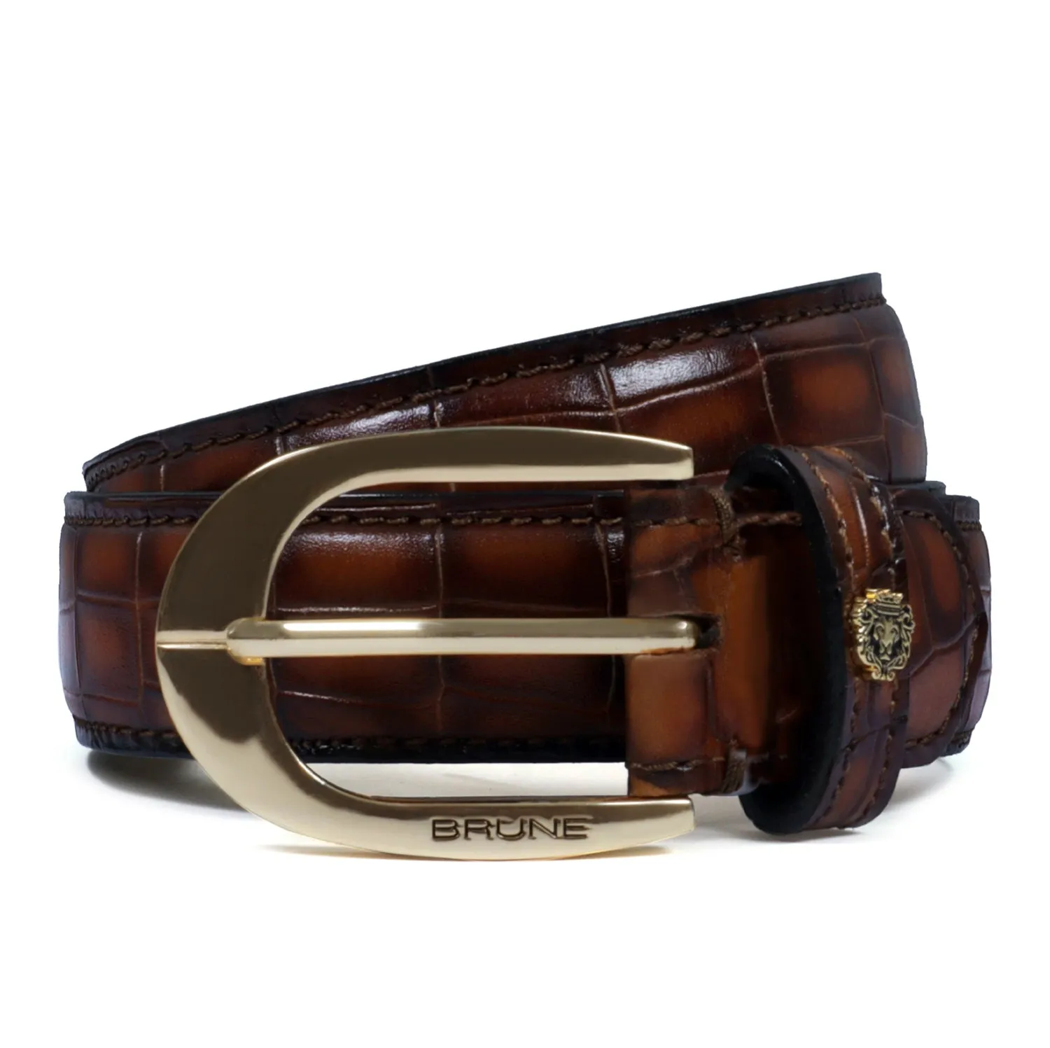 Smokey Tan Men's Belt with Oval Shape Buckle