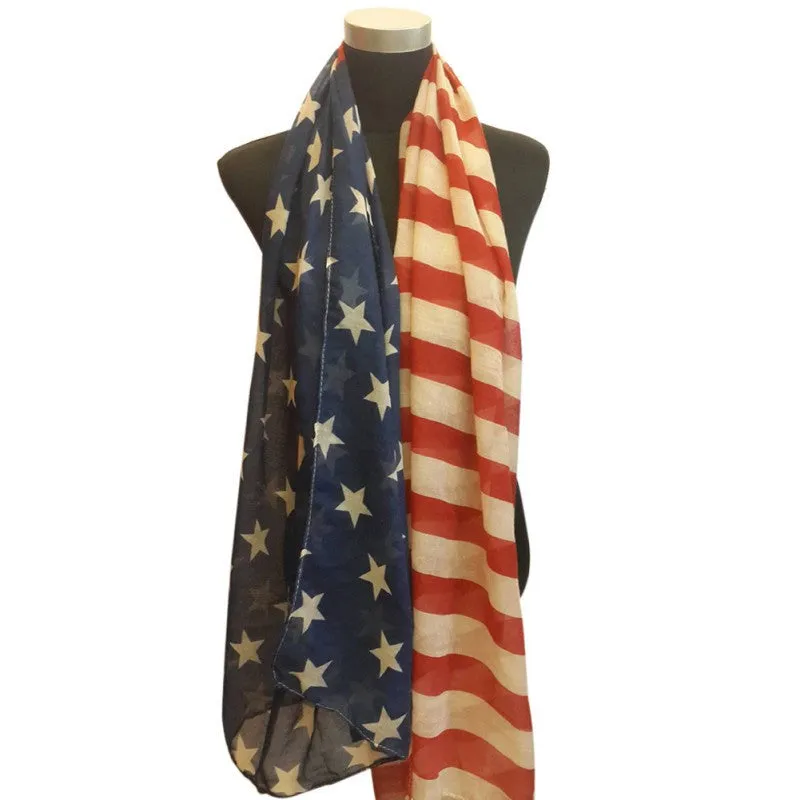 Stars and Stripes Large Patriotic Nautical American Scarf Fashion Charming US Star Flag Shawl Wrap SM6