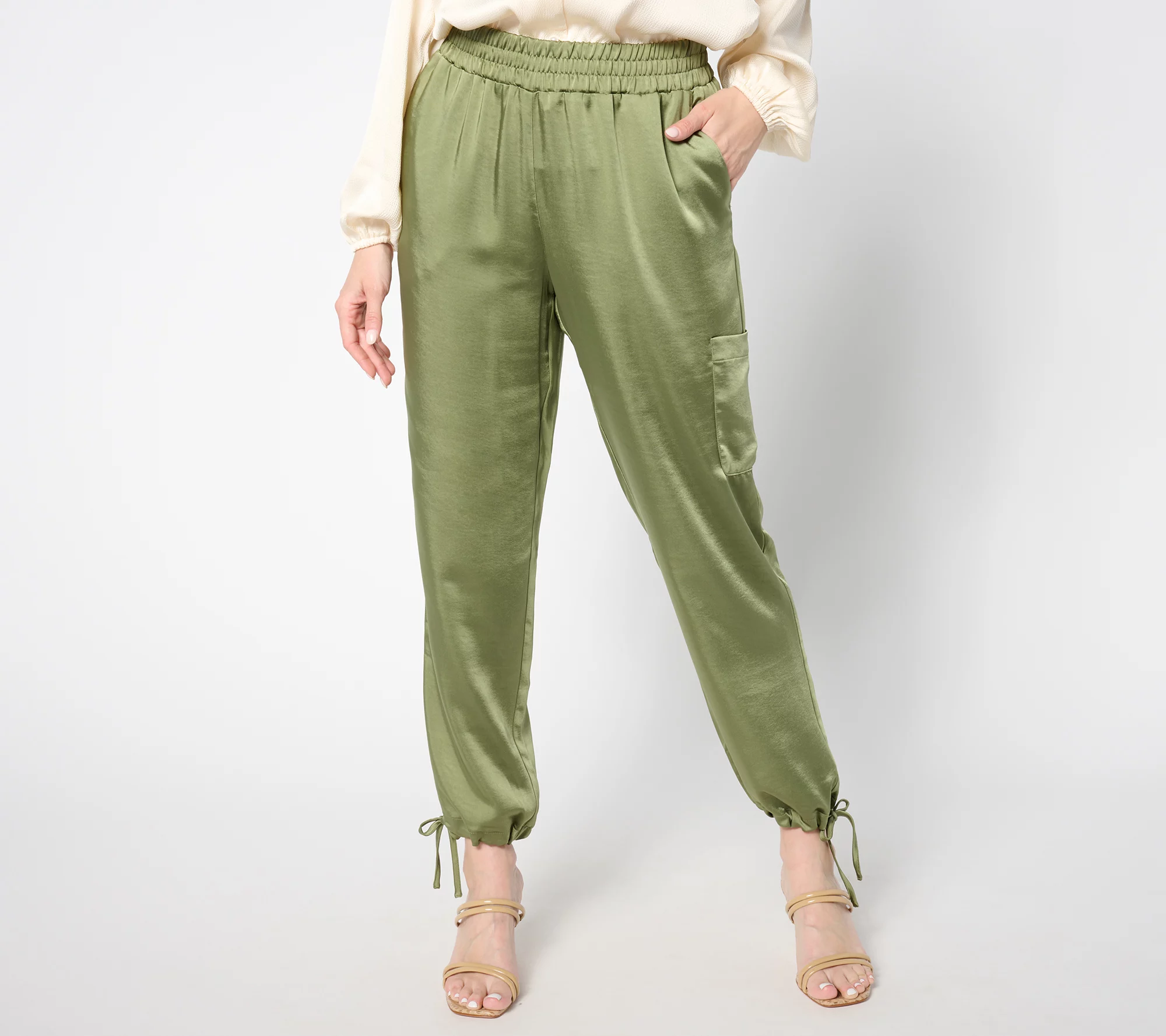 Susan GRaver Regular Matte Sateen Sofia Straight Leg Ankle Pant