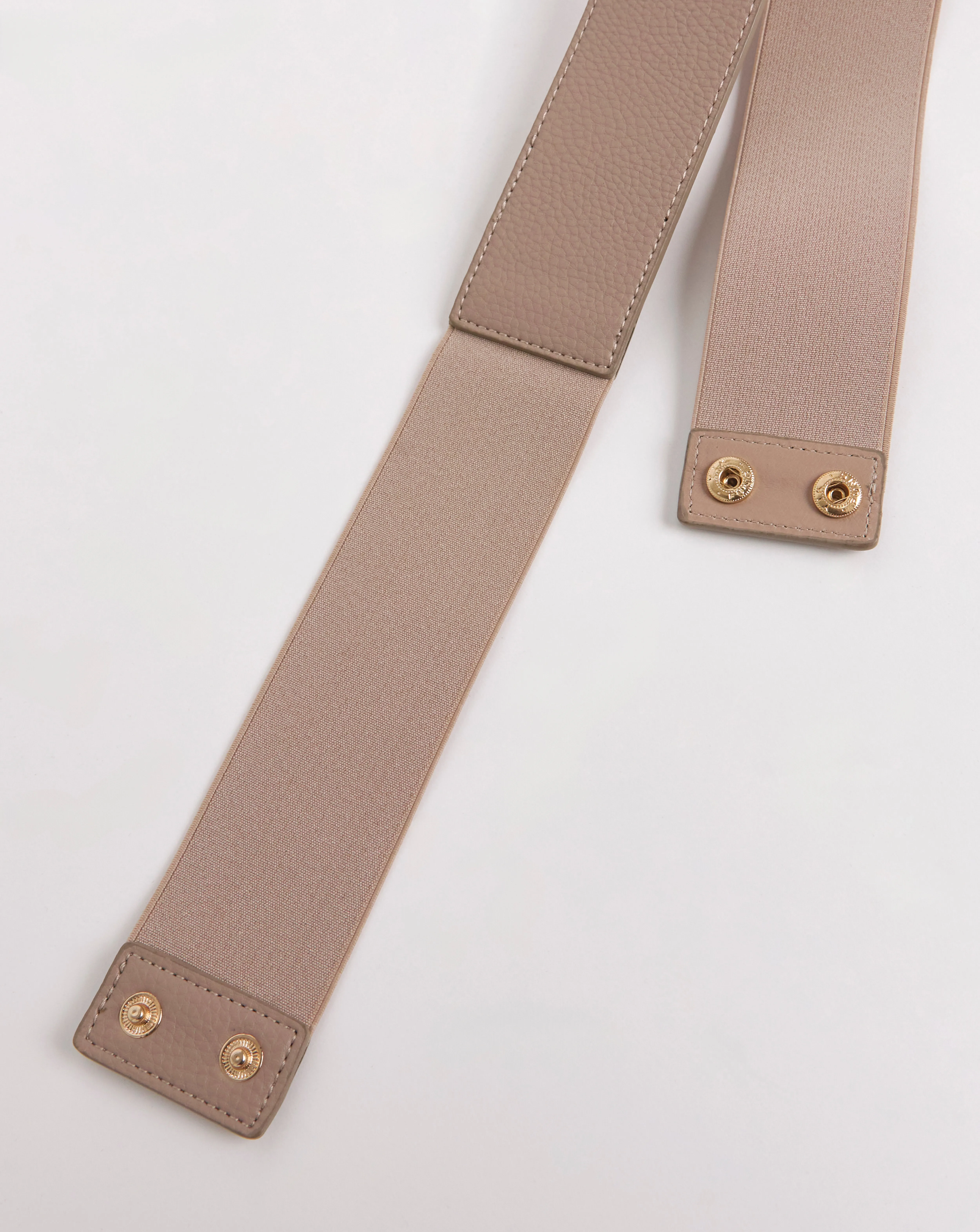 Taupe Lined Buckle Waist Stretch Belt | Simply Be