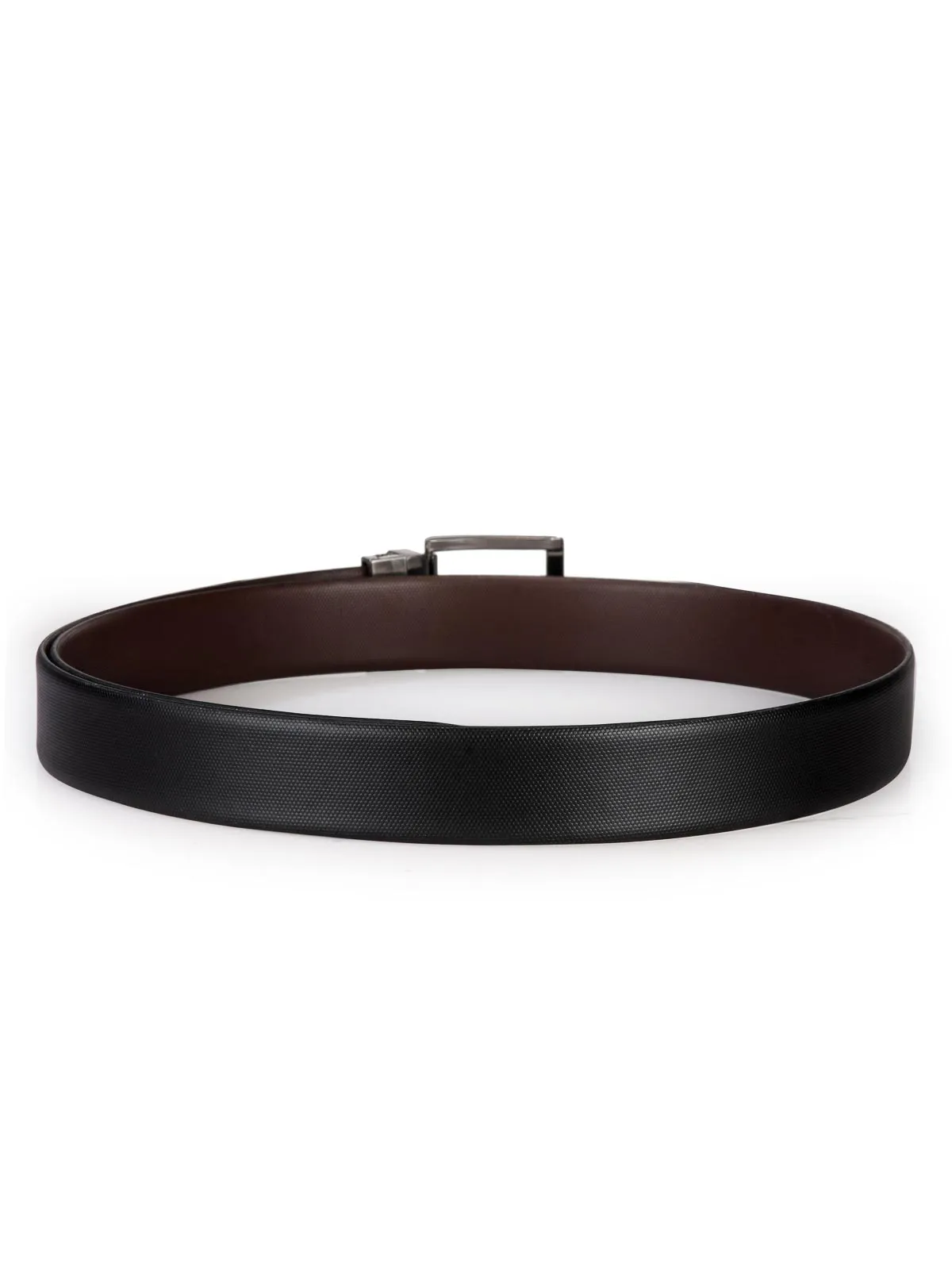 Teakwood Leathers Men Black Reversible Genuine Leather Belt
