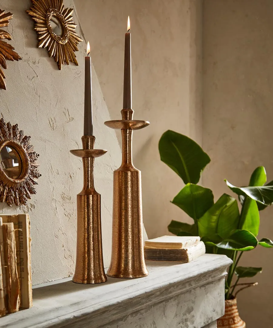 Top Hat Textured Bronze Candle Holder