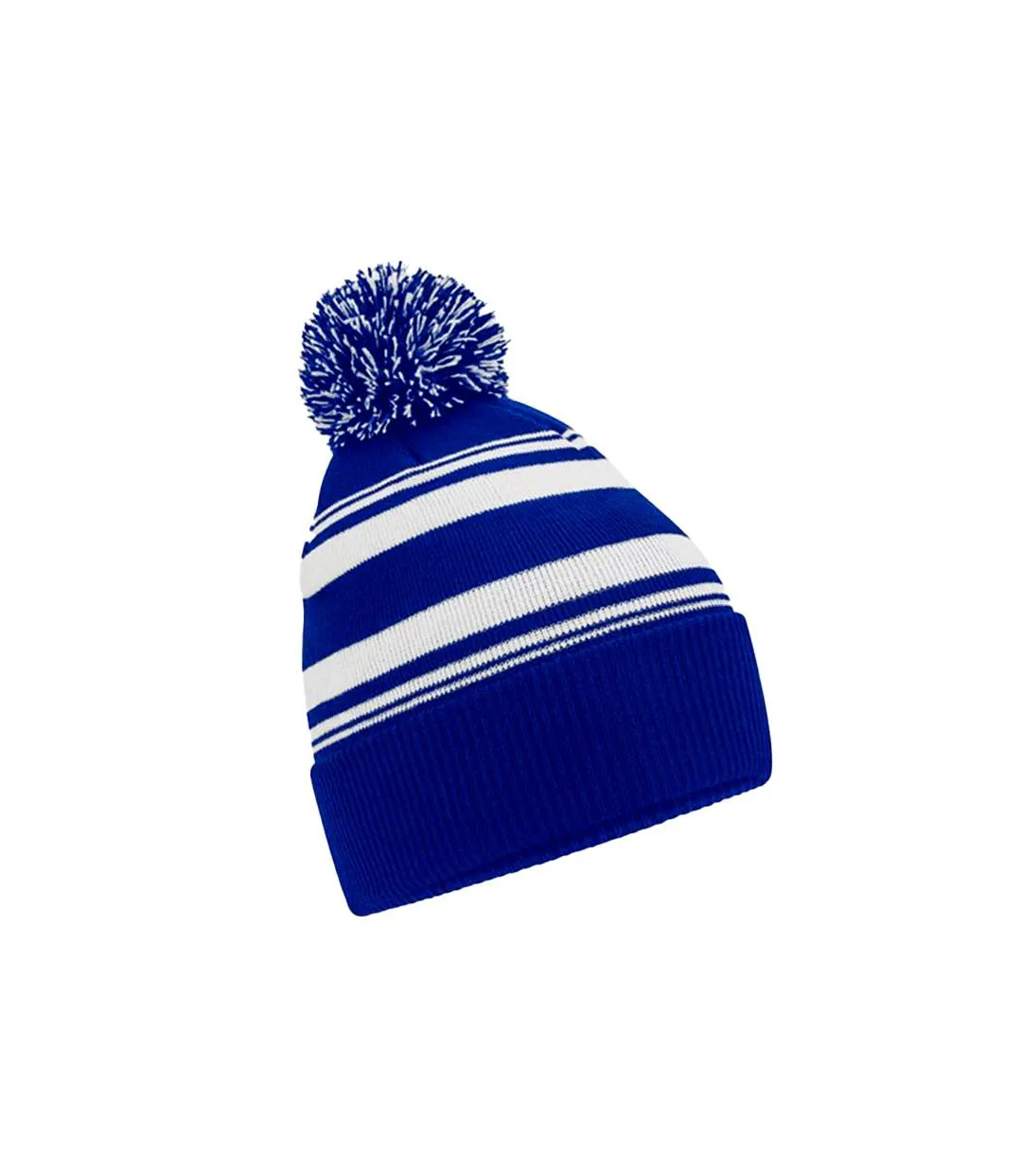 Unisex adult fan striped beanie bright royal blue/white Beechfield
