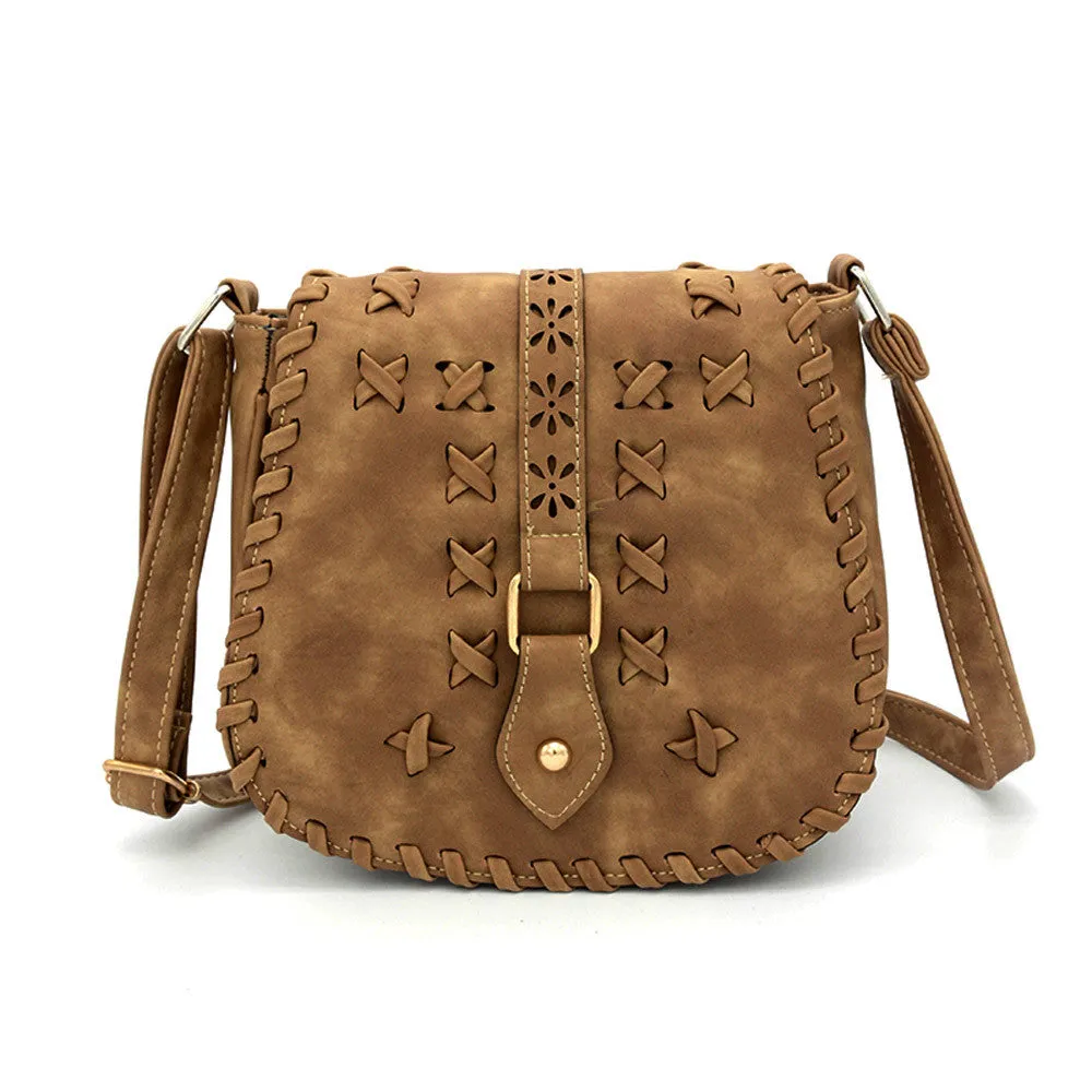 Vintage Women Hbag Hollow Out Messenger Bags Saddle Casual Crossbody Shoulder Bag Women's Bolsas feminina